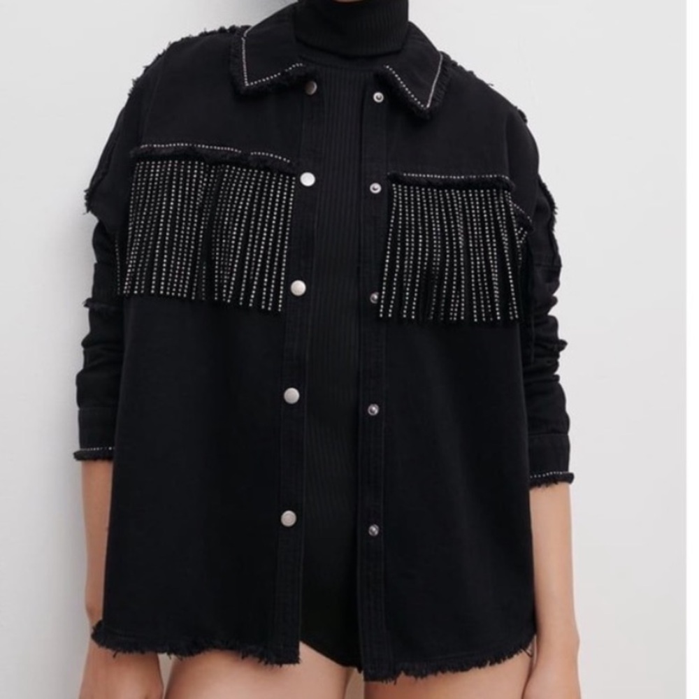 Zara Denim Rhinstone Jacket - Picture 4 of 4